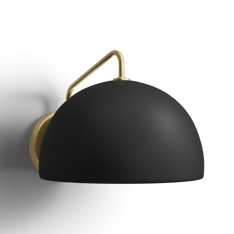 Matte Black and Brass Dome-Shaped Dimmable Wall Sconce