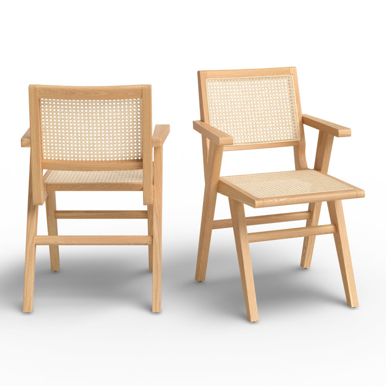 Coastal Elegance Black Rattan and Cane 23" Armchair
