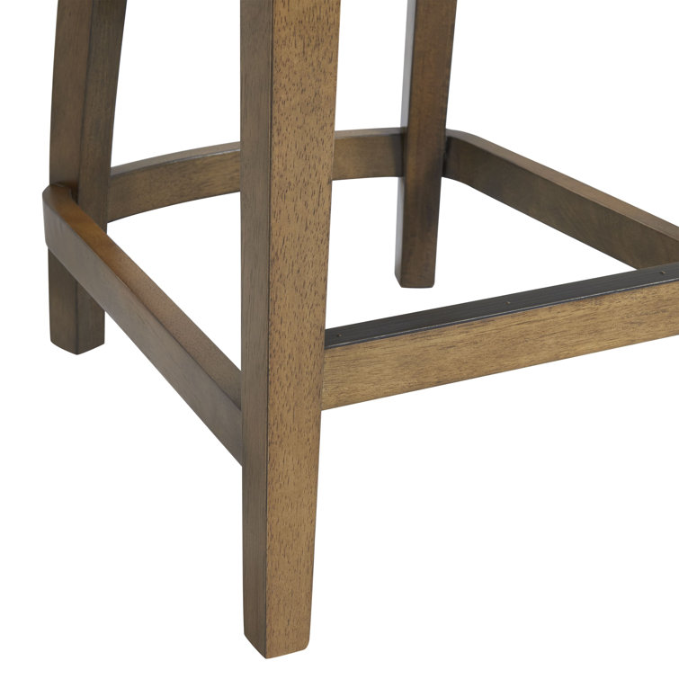 Ellie 29.5'' Brown Rubberwood Swivel Counter Height Stool with Beige Seat
