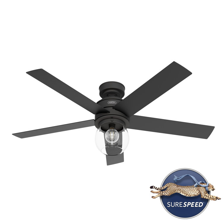 Matte Black 52" 5-Blade Ceiling Fan with LED Light and Remote