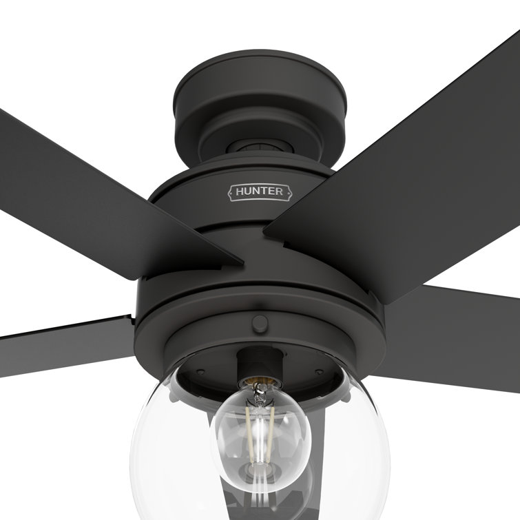 Matte Black 52" 5-Blade Ceiling Fan with LED Light and Remote