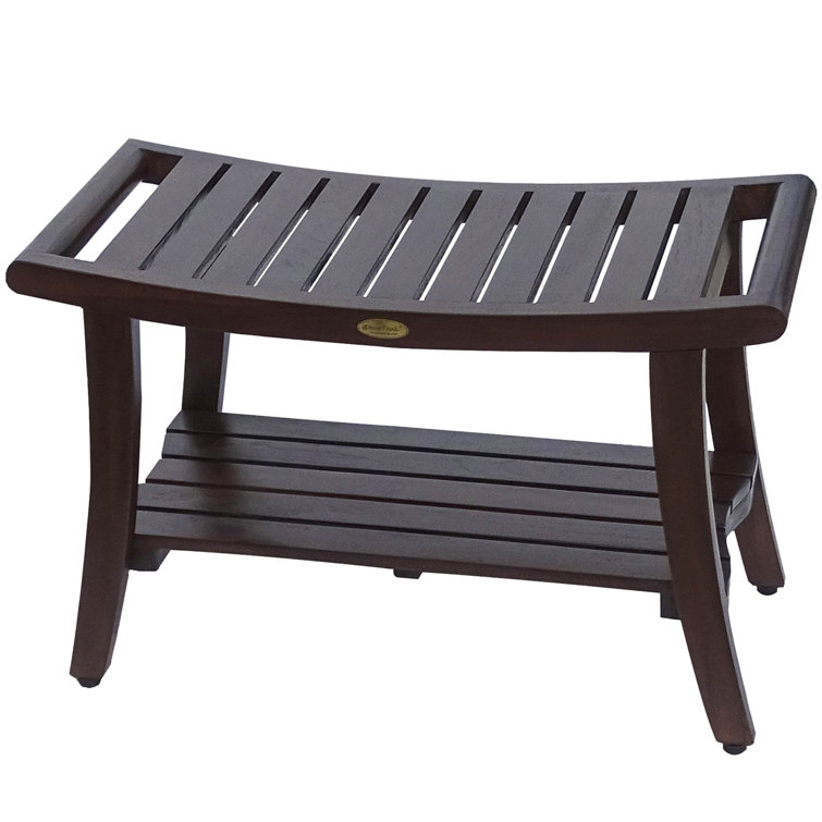 Elegant Zen Teak Shower Bench with Shelf and LiftAide Arms