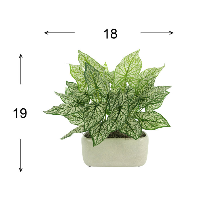 Nature's Elegance Faux Green Elephant Ear Plant in Oval Ceramic Pot