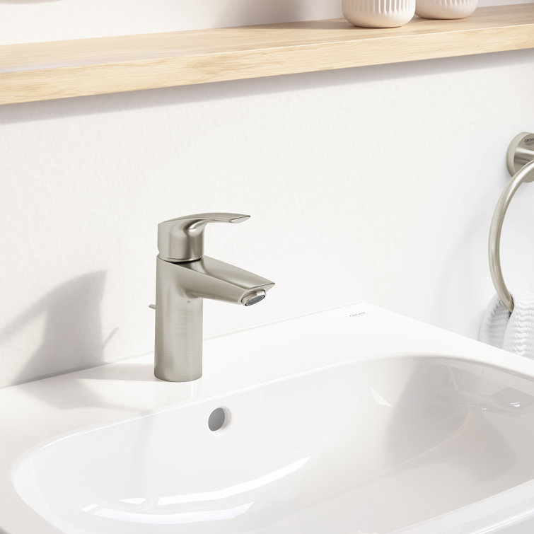 Brushed Nickel Single Hole Bathroom Faucet with Ergonomic Handle