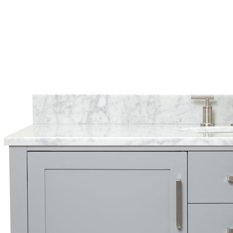 Midnight Blue Single Vanity with White Marble Top, 55"