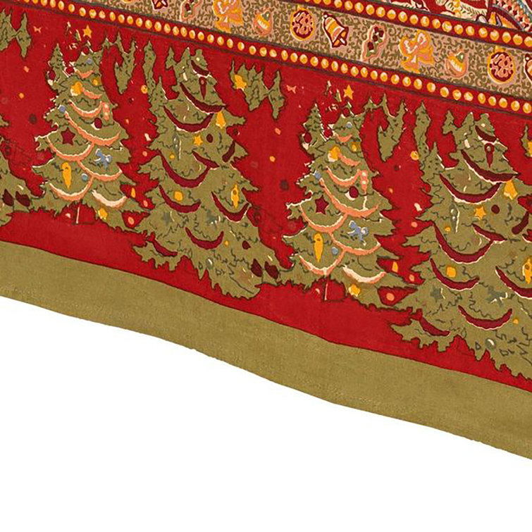 Noel Red and Green Cotton Square Tablecloth 59" x 59"