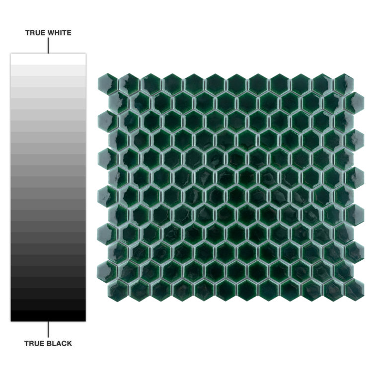 Emerald Green Porcelain Honeycomb Mosaic Wall Tile Set