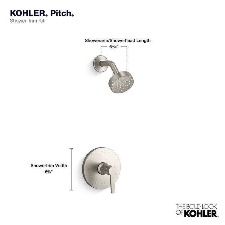 Vibrant Brushed Moderne Brass Wall Mounted Shower Trim Kit
