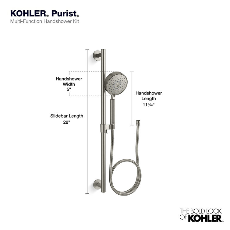 Polished Chrome Multifunction Handheld Shower Kit with Slidebar