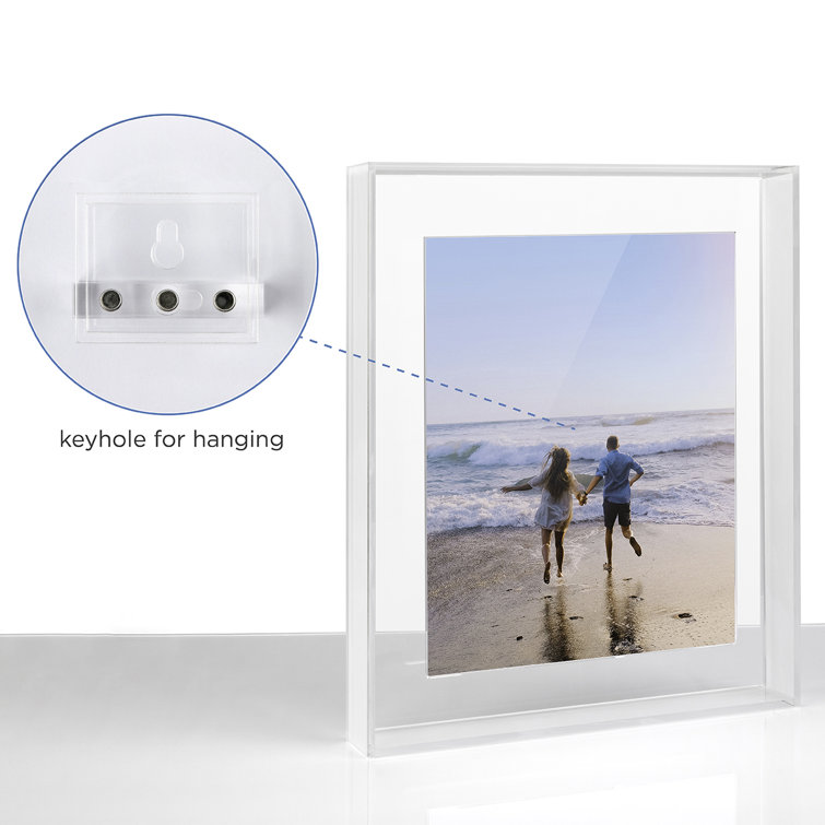 Clear Frost Acrylic Floating Frame for Tabletop or Wall, 8x10