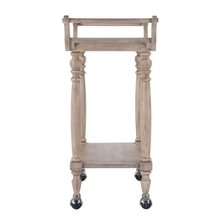 Sandalwood Beige Marble Top Bar Cart with Storage
