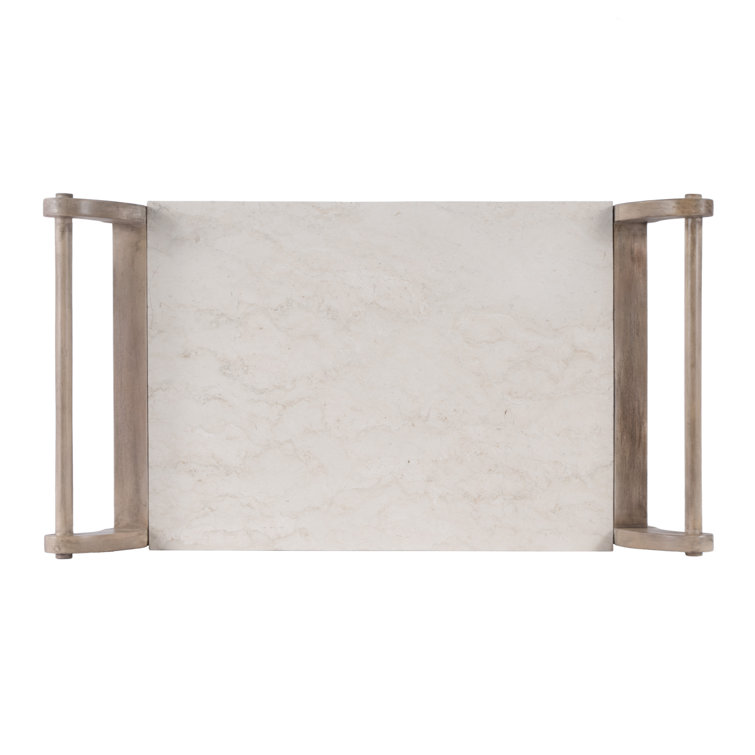 Sandalwood Beige Marble Top Bar Cart with Storage