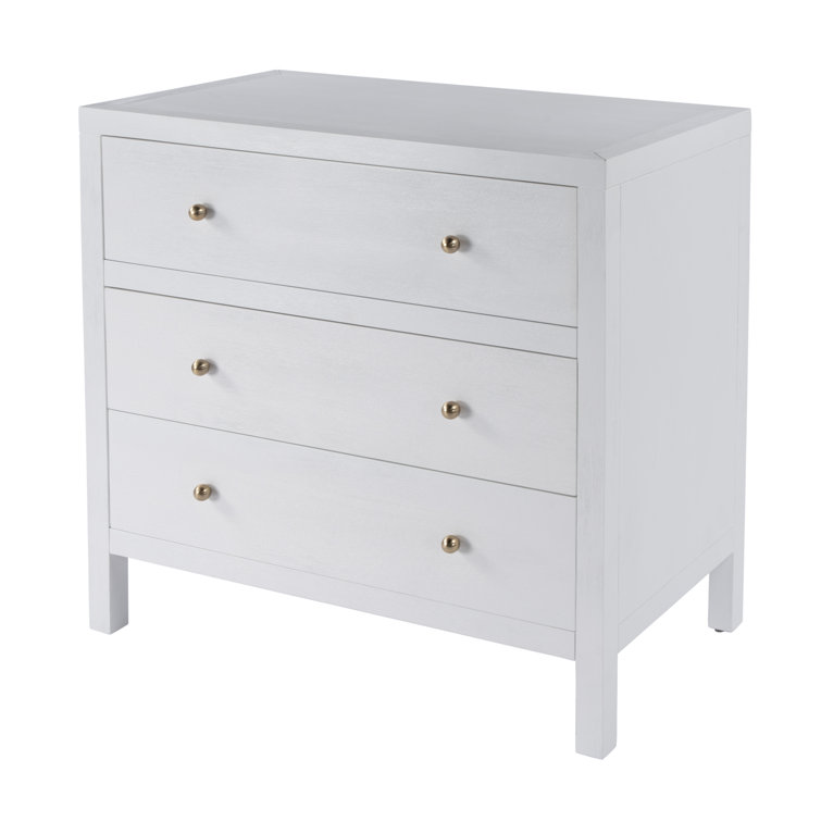 Nora White 34" Traditional 3-Drawer Chest with Soft Close