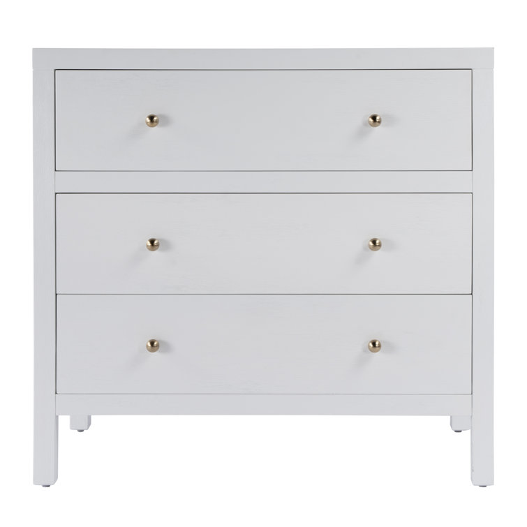 Nora White 34" Traditional 3-Drawer Chest with Soft Close