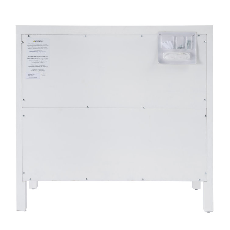 Nora White 34" Traditional 3-Drawer Chest with Soft Close