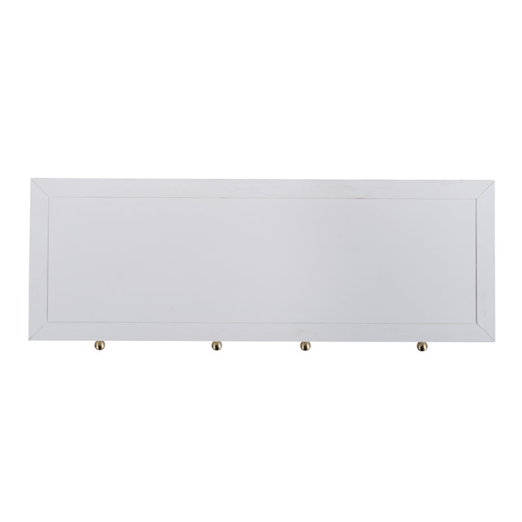 White Rectangular Wood Console Table with Storage Drawers