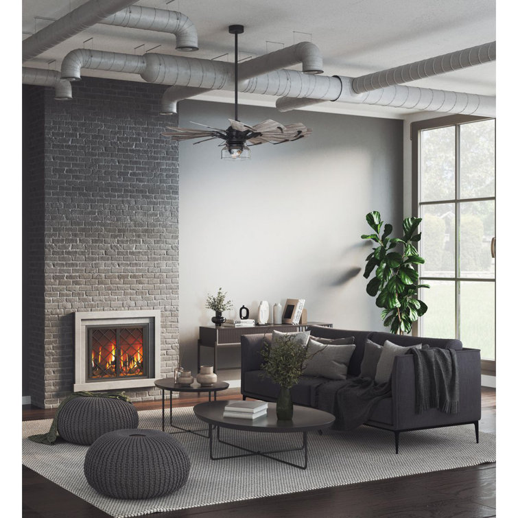 60-Inch Matte Black Windmill Ceiling Fan with Remote