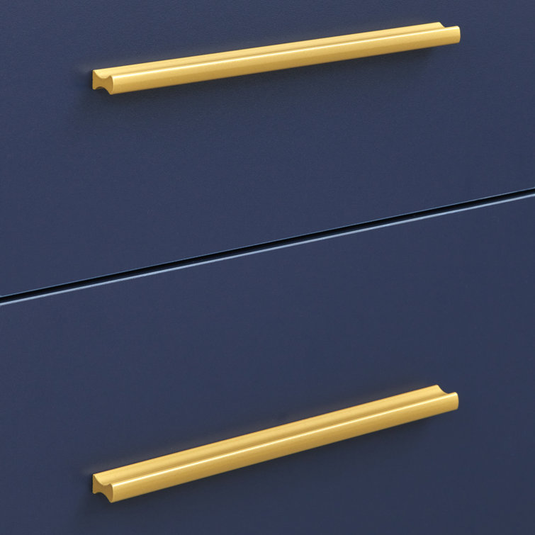 Indigo Blue MDF Sideboard with Gold Metal Legs