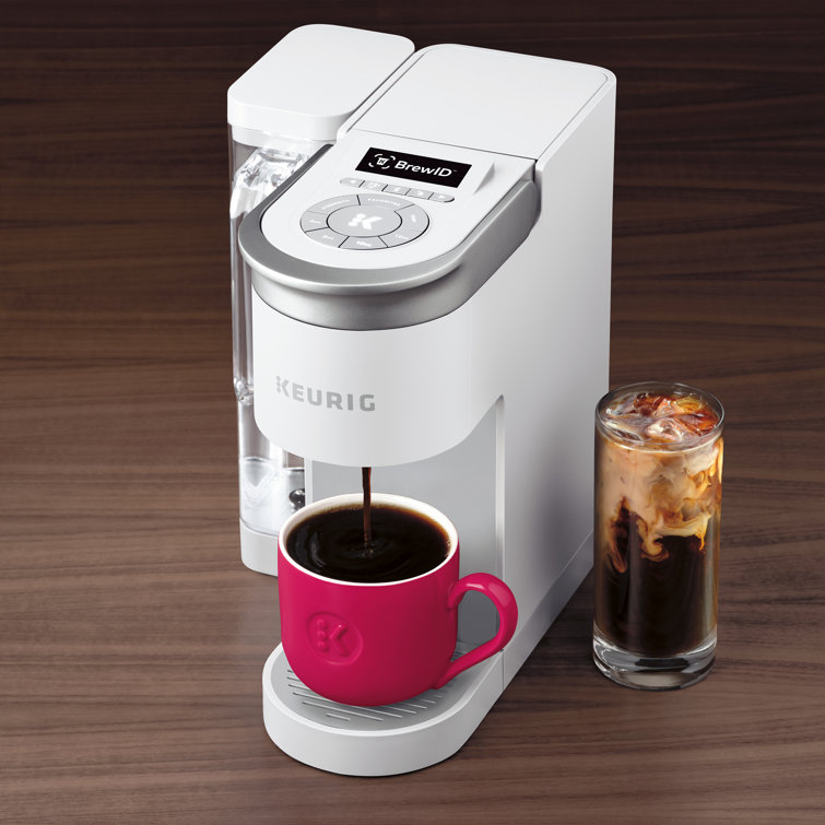White Programmable Single Serve Coffee Maker with Brew Strength Selector