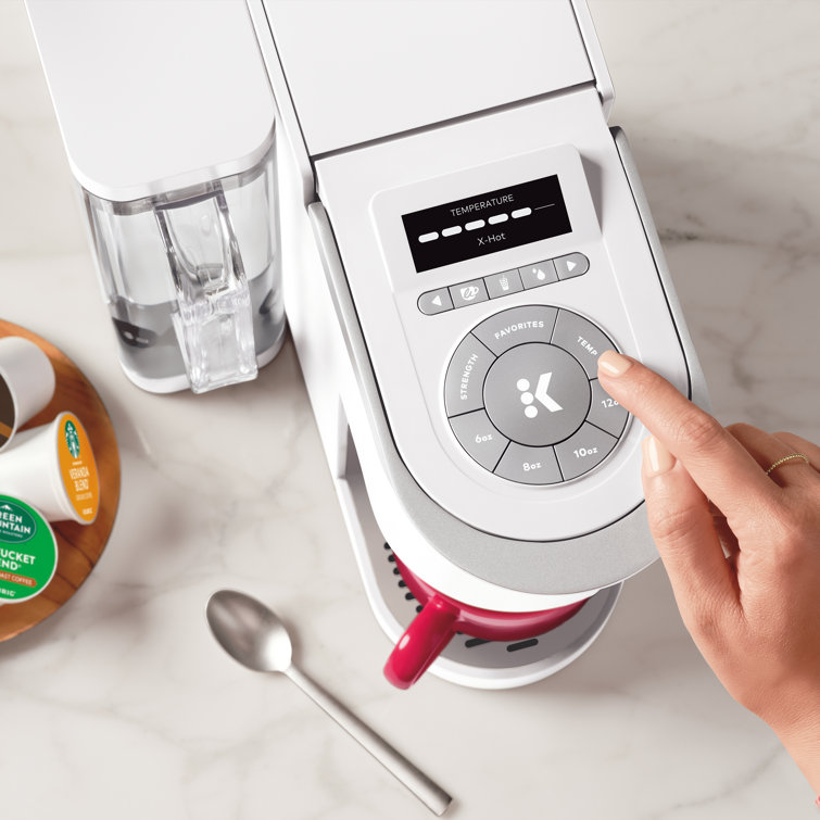 White Programmable Single Serve Coffee Maker with Brew Strength Selector