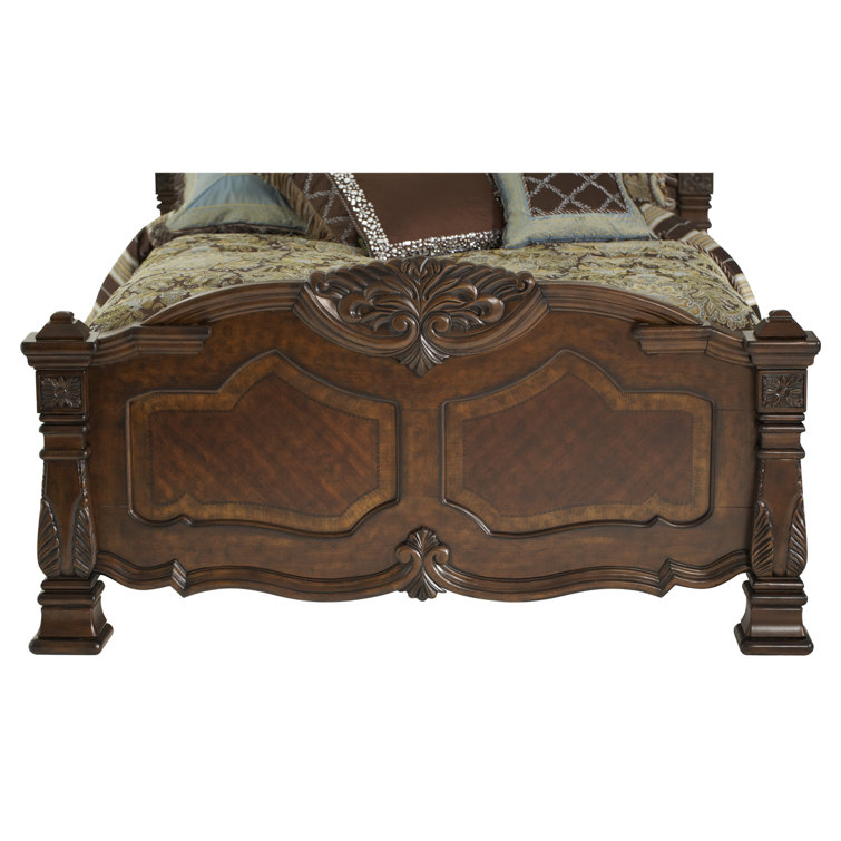 Windsor Court Queen Traditional Brown Panel Bed with Storage