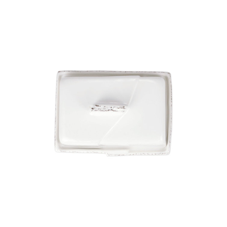 Lastra White Stoneware Butter Dish with Lid