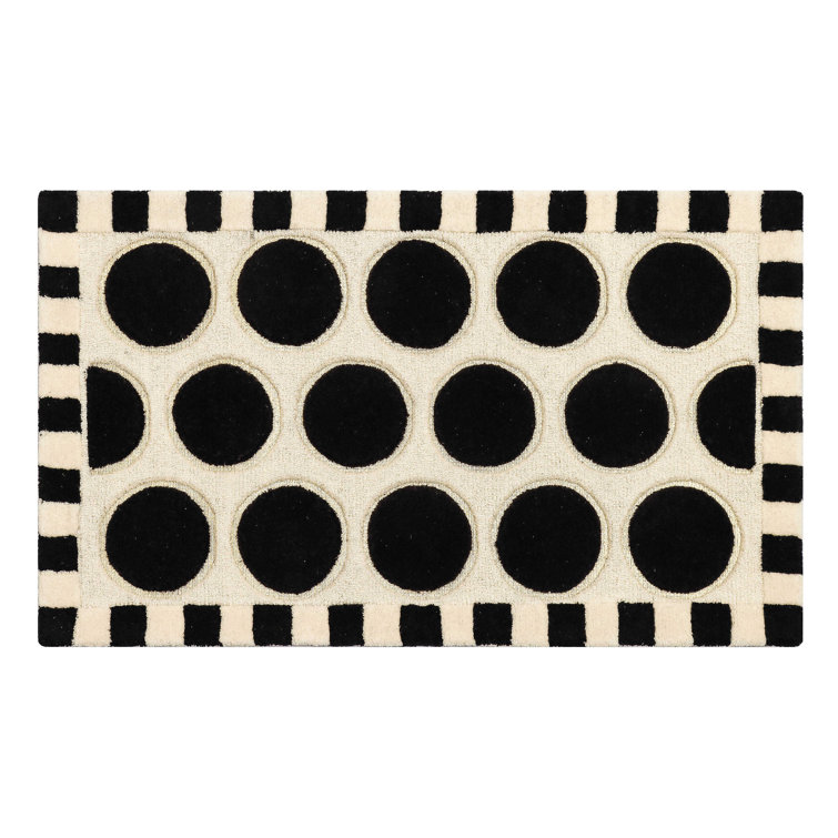 Black and Ivory Hand-Tufted Wool Rectangular Rug