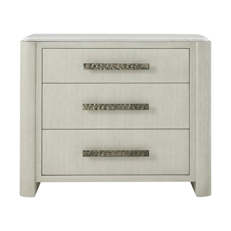 Opal White Marble Top 3-Drawer Nightstand