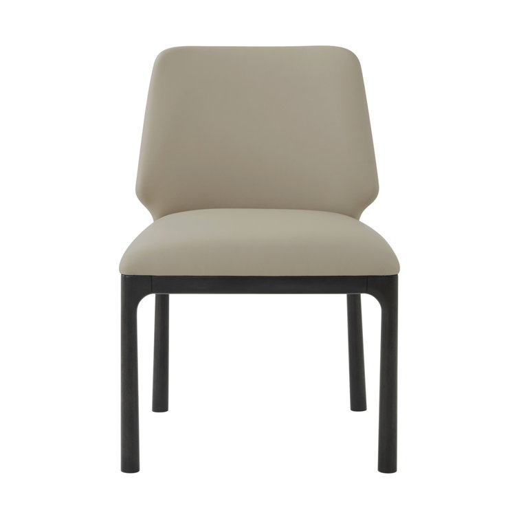 Silent Black Leather Upholstered Side Chair with Wood Frame