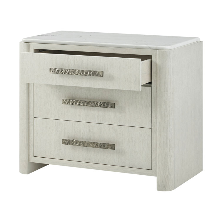 Opal White Marble Top 3-Drawer Nightstand