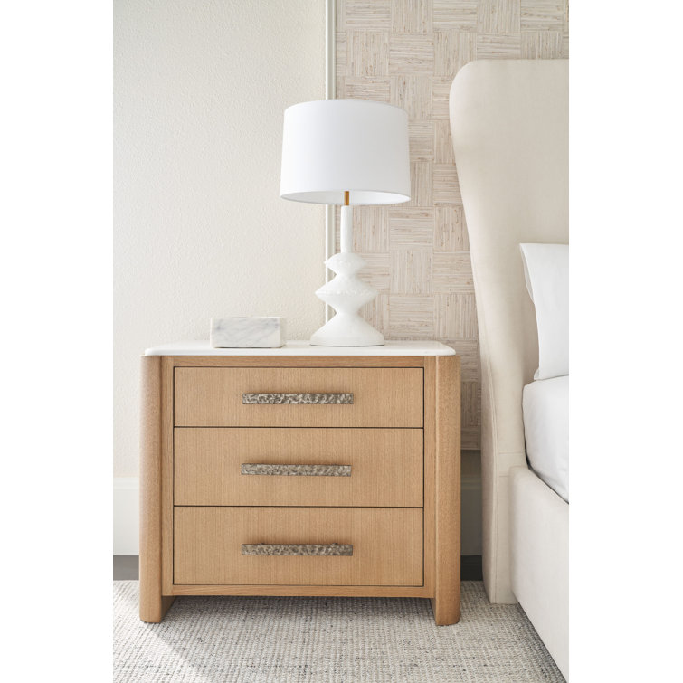 Opal White Marble Top 3-Drawer Nightstand