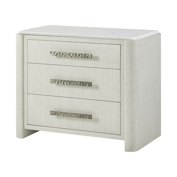 Opal White Marble Top 3-Drawer Nightstand