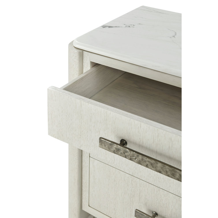 Opal White Marble Top 3-Drawer Nightstand