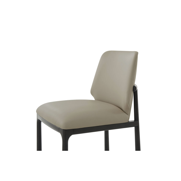 Silent Black Leather Upholstered Side Chair with Wood Frame