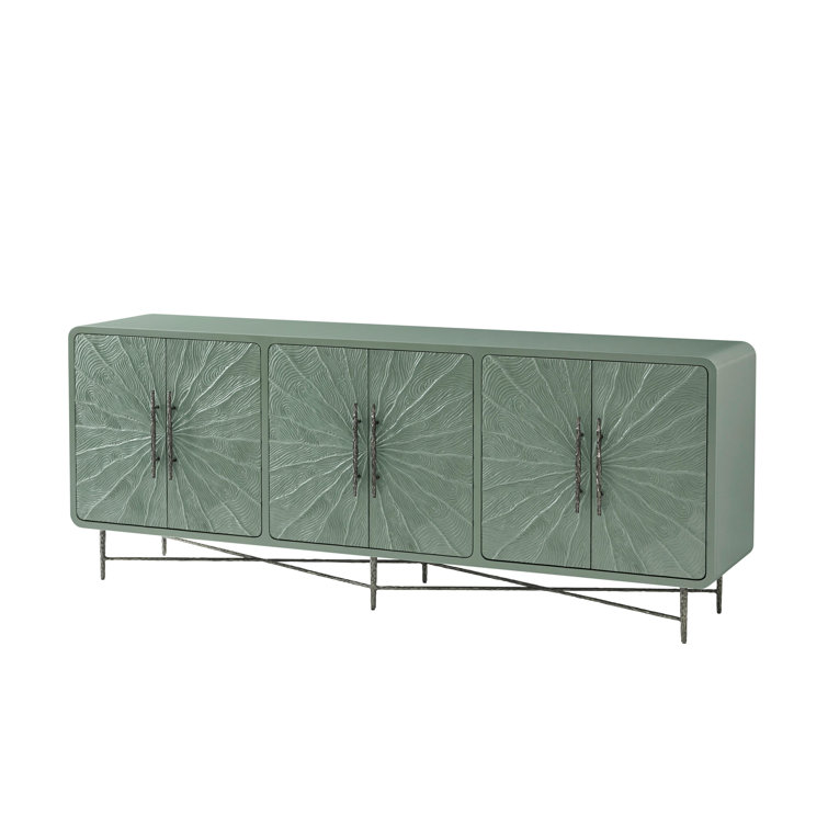 Sunburst Green Solid Wood 90'' Sideboard with Metal Base