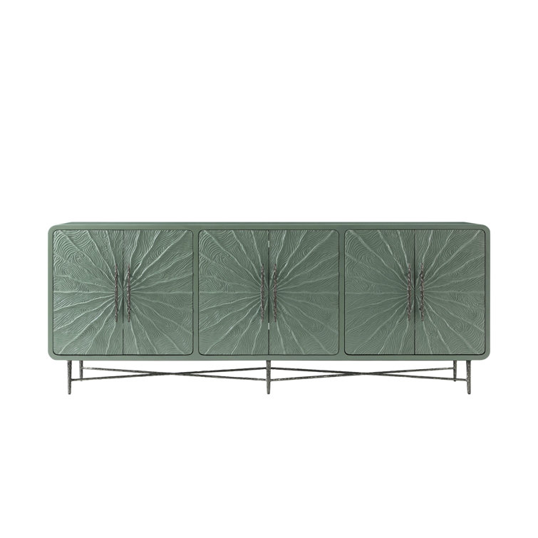 Sunburst Green Solid Wood 90'' Sideboard with Metal Base