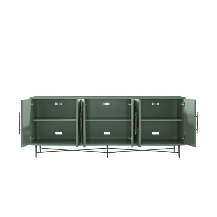 Sunburst Green Solid Wood 90'' Sideboard with Metal Base