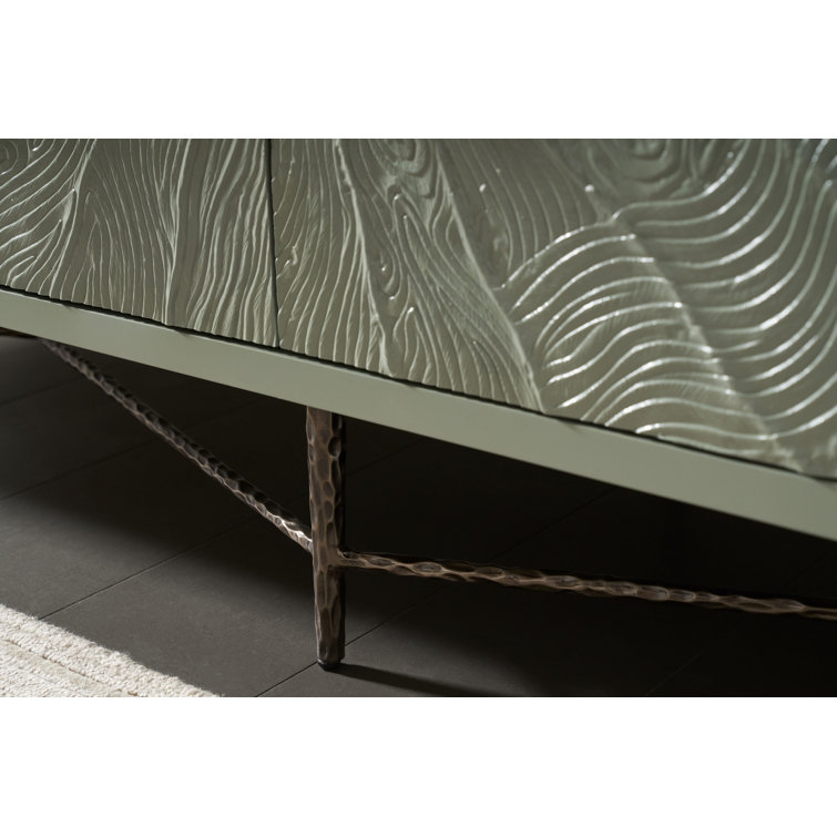 Sunburst Green Solid Wood 90'' Sideboard with Metal Base