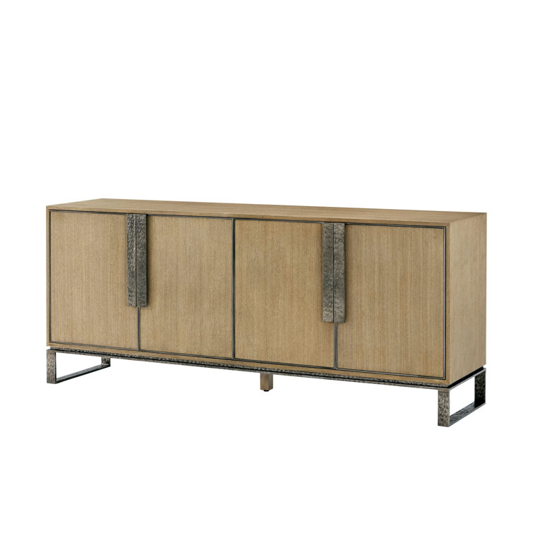 Blonde Oak and Metal 80'' Sideboard with Adjustable Shelf