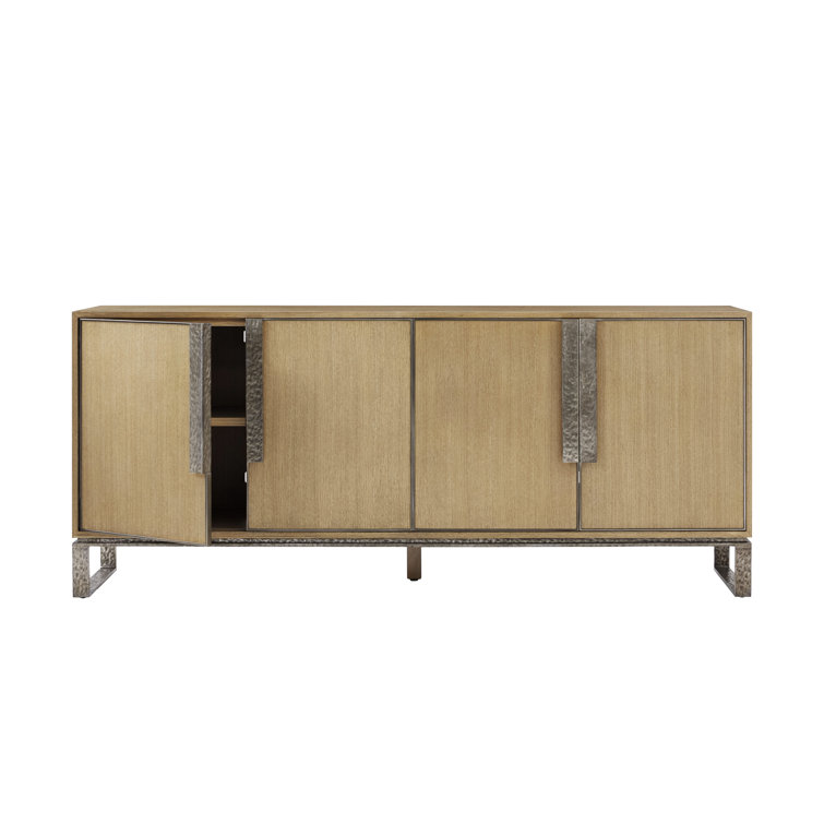 Blonde Oak and Metal 80'' Sideboard with Adjustable Shelf