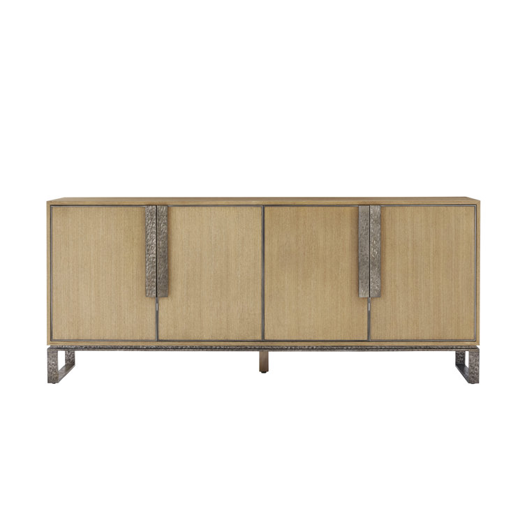 Blonde Oak and Metal 80'' Sideboard with Adjustable Shelf