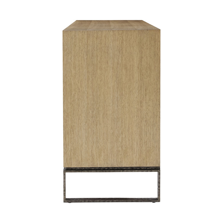 Blonde Oak and Metal 80'' Sideboard with Adjustable Shelf