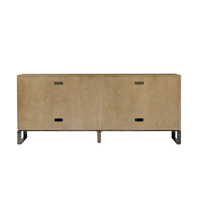 Blonde Oak and Metal 80'' Sideboard with Adjustable Shelf