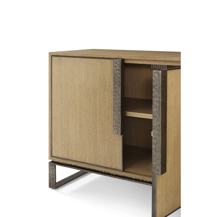 Blonde Oak and Metal 80'' Sideboard with Adjustable Shelf