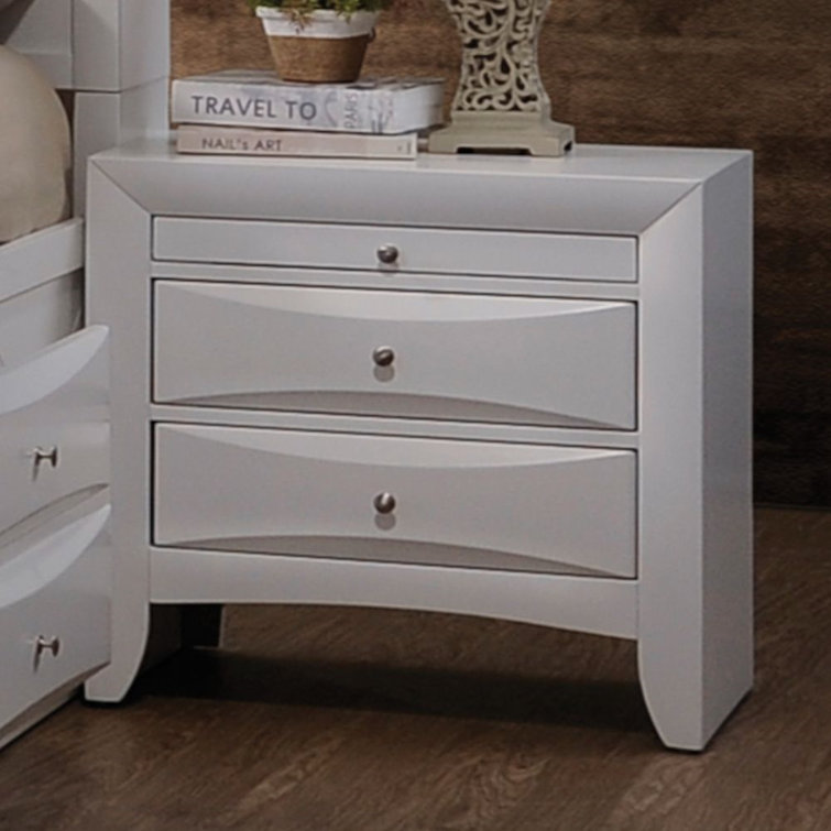 Elegant White 2-Drawer Nightstand with Beveled Fronts - 26"x25"