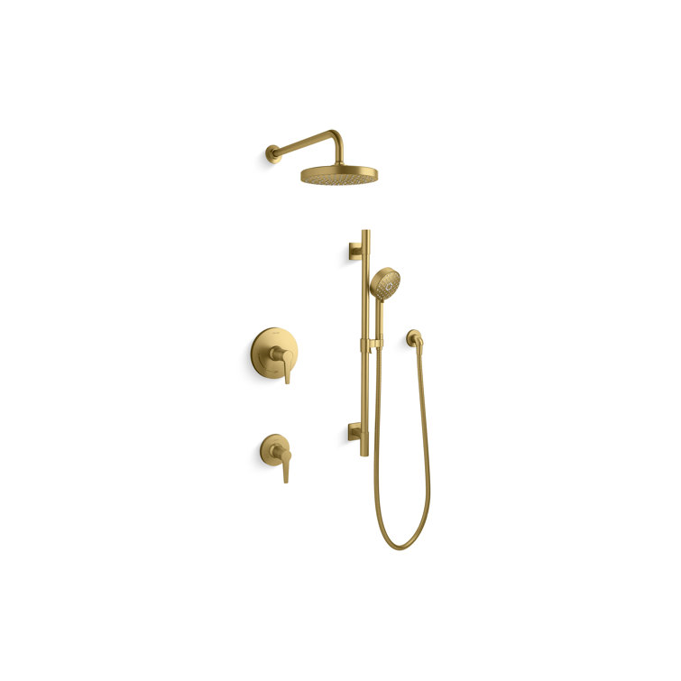 Vibrant Brushed Brass Adjustable Rain Shower Kit