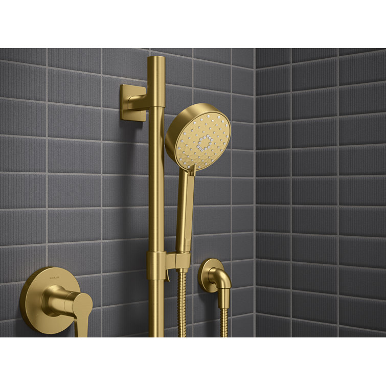 Vibrant Brushed Brass Adjustable Rain Shower Kit