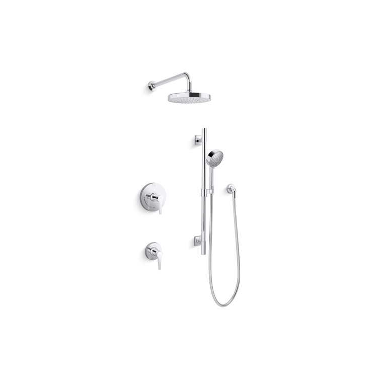 Polished Chrome Adjustable Rain Shower Kit with Handshower
