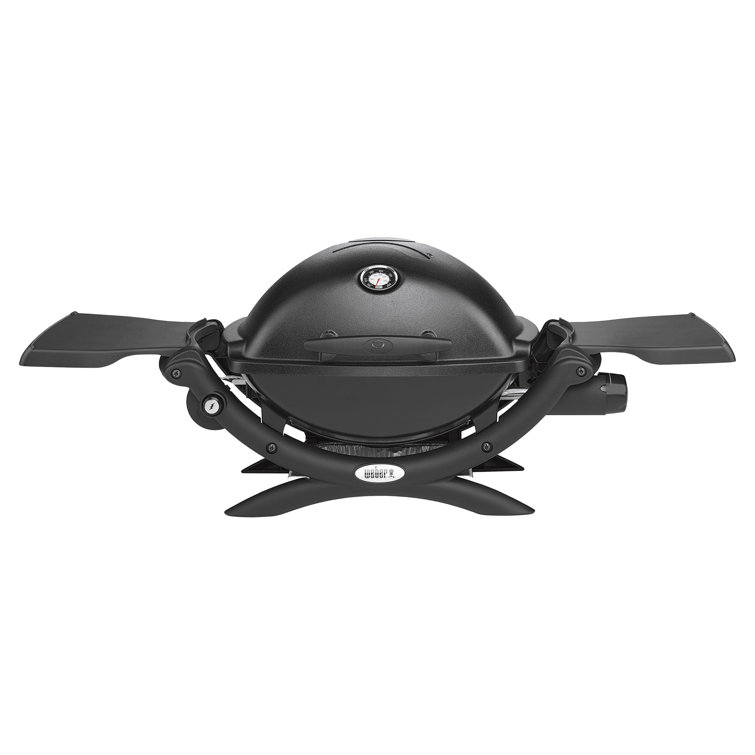 Weber Q 1200 Black Portable Propane Gas Grill with Side Burner