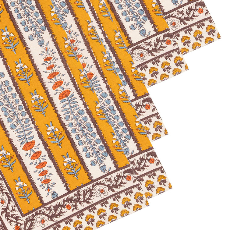Avignon Dijon and Blue Cotton Botanical Napkins, Set of 6